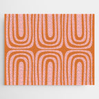 Midcentury Modern Confaab Abstract Pattern Blush Pink and Orange Jigsaw Puzzle Gallery Image 1