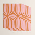 Midcentury Modern Confaab Abstract Pattern Blush Pink and Orange Wrapping Paper Gallery Image 3