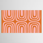 Midcentury Modern Confaab Abstract Pattern Blush Pink and Orange Tablecloth Gallery Image 2