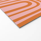 Midcentury Modern Confaab Abstract Pattern Blush Pink and Orange Welcome Mat Gallery Image 2