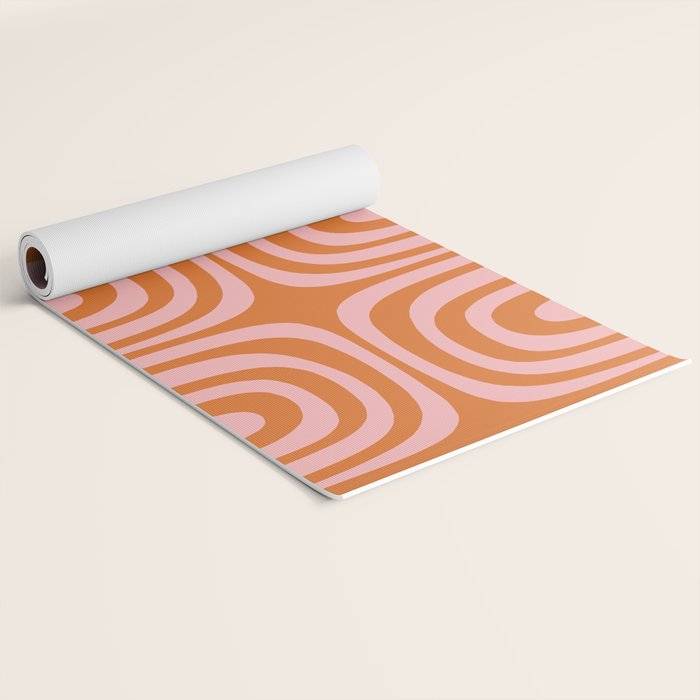 Midcentury Modern Confaab Abstract Pattern Blush Pink and Orange Yoga Mat Gallery Image 2