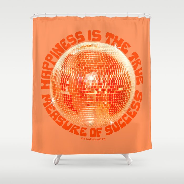 Happiness Is The True Measure of Success in Orange Shower Curtain Gallery Image 1