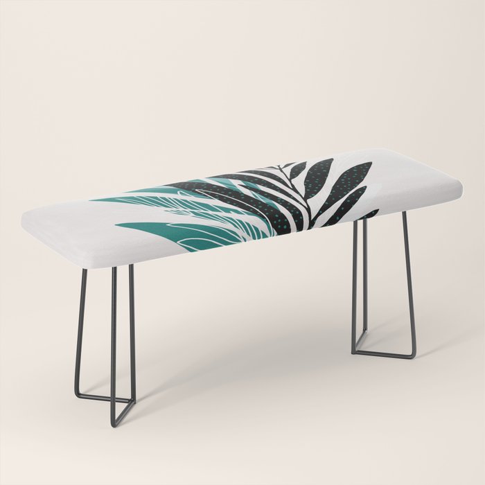 Teal Olive Branches Modern Botanical Bench Gallery Image 1