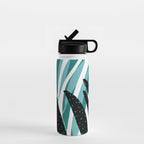 Teal Olive Branches Modern Botanical Water Bottle Gallery Image 1