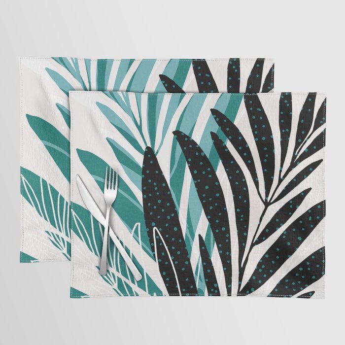 Teal Olive Branches Modern Botanical Placemat Gallery Image 1