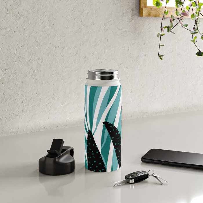 Teal Olive Branches Modern Botanical Water Bottle Gallery Image 4