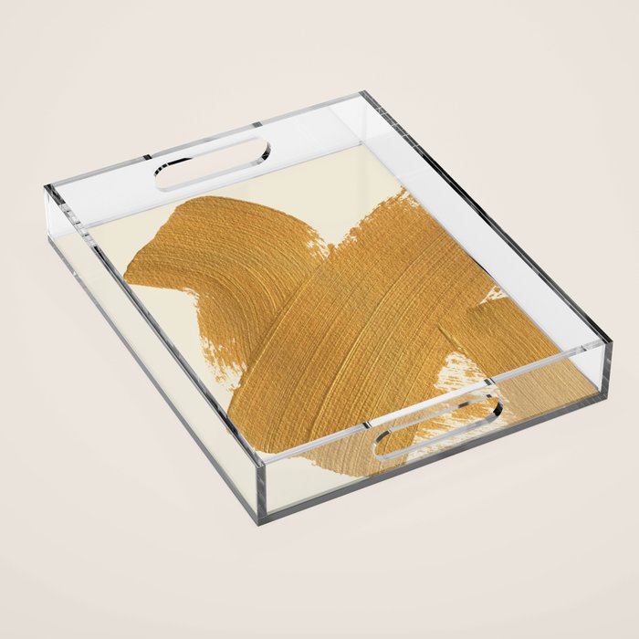 Abstract Paint Brush Stroke 1 - Gold Acrylic Tray Gallery Image 1