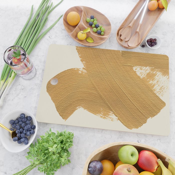 Abstract Paint Brush Stroke 1 - Gold Cutting Board Gallery Image 2