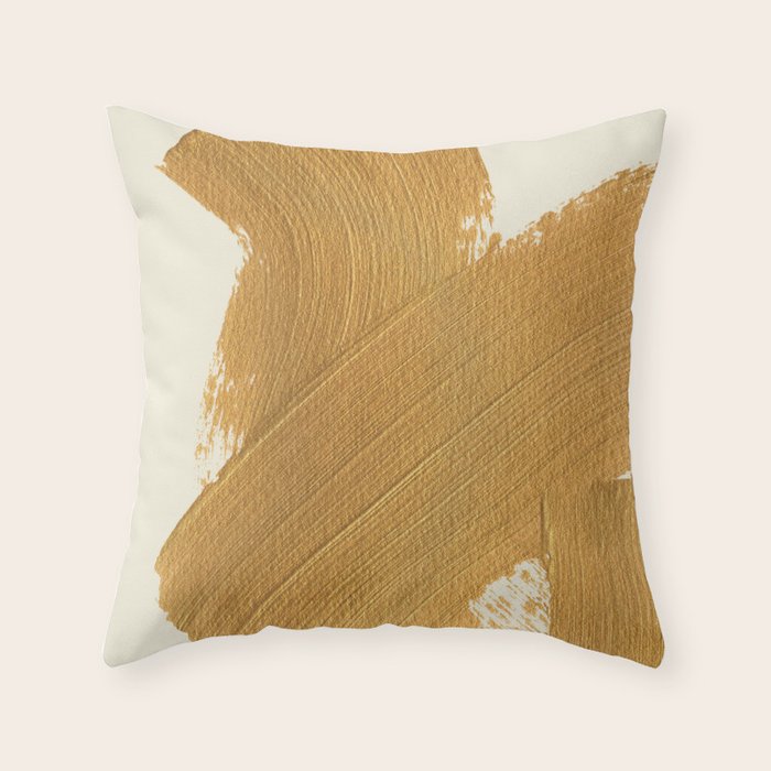 Abstract Paint Brush Stroke 1 - Gold Throw Pillow Gallery Image 6