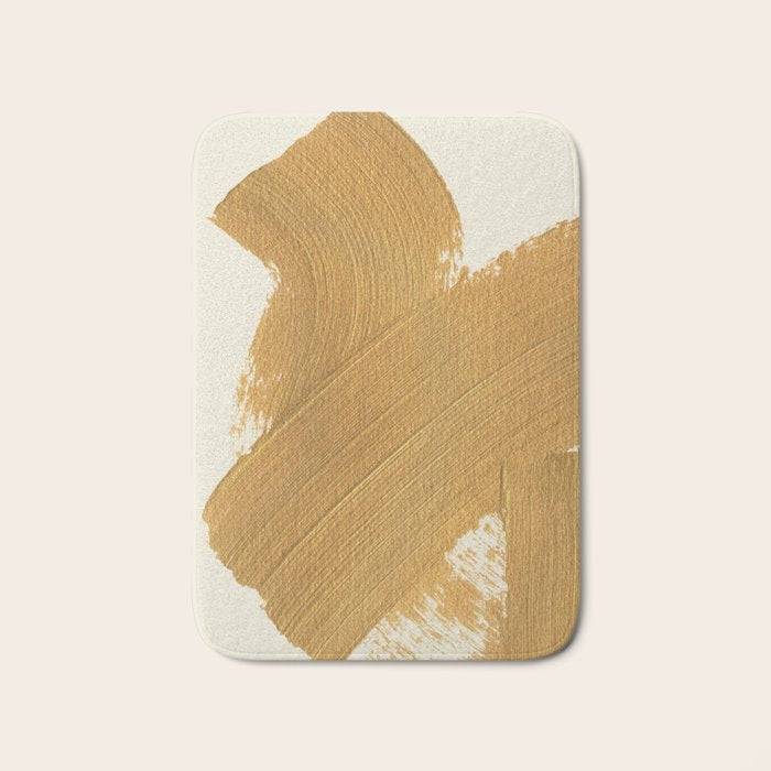Abstract Paint Brush Stroke 1 - Gold Bath Mat Gallery Image 1