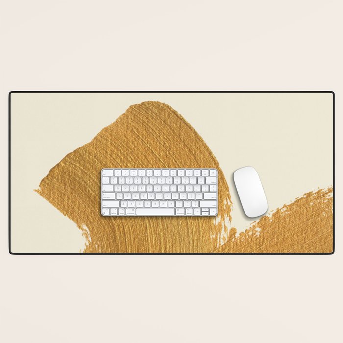 Abstract Paint Brush Stroke 1 - Gold Desk Mat Gallery Image 1