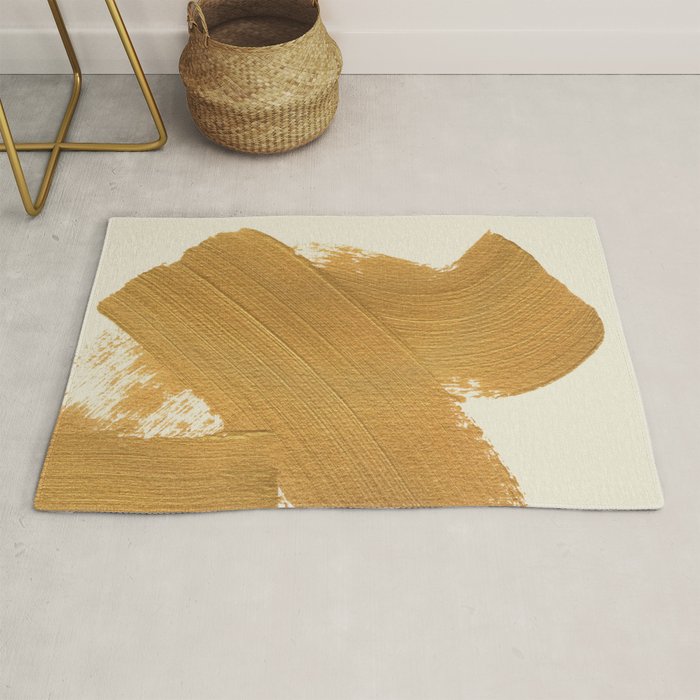 Abstract Paint Brush Stroke 1 - Gold Rug Gallery Image 1