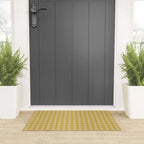 Gingham Check Pattern in Muted Mustard Yellow and Beige Welcome Mat Gallery Image 3