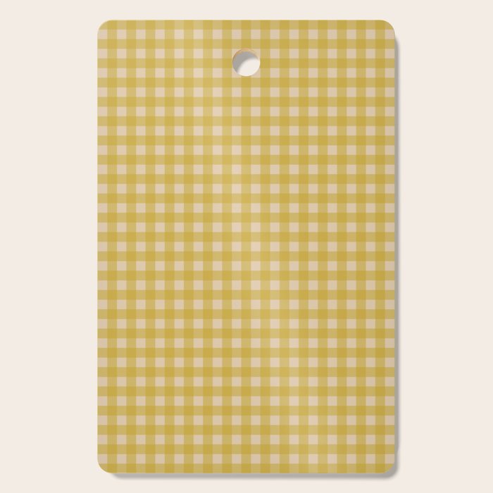 Gingham Check Pattern in Muted Mustard Yellow and Beige Cutting Board Gallery Image 1