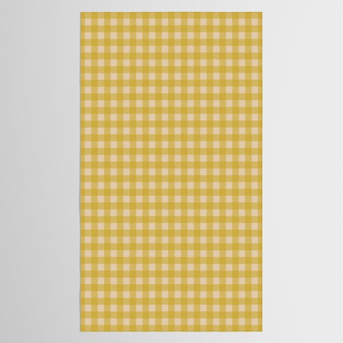 Gingham Check Pattern in Muted Mustard Yellow and Beige Tablecloth Gallery Image 2