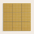 Gingham Check Pattern in Muted Mustard Yellow and Beige Wood Wall Art Gallery Image 1