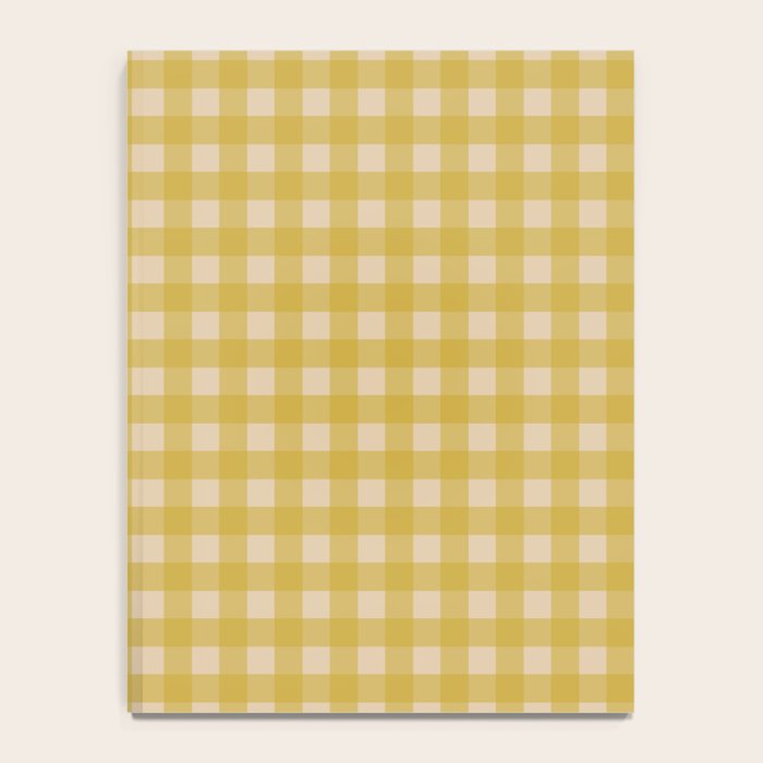 Gingham Check Pattern in Muted Mustard Yellow and Beige Notebook Gallery Image 4