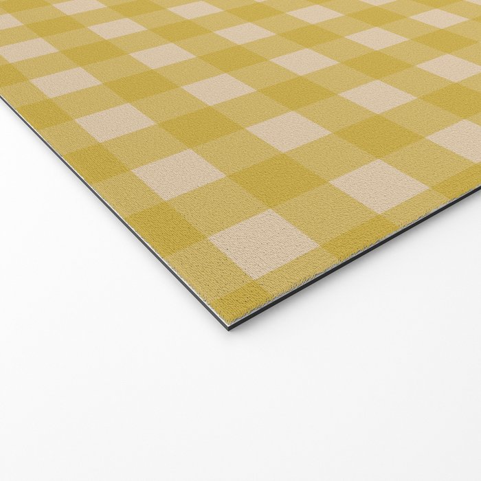 Gingham Check Pattern in Muted Mustard Yellow and Beige Welcome Mat Gallery Image 2