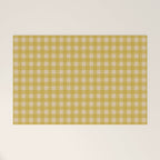 Gingham Check Pattern in Muted Mustard Yellow and Beige Welcome Mat Gallery Image 1