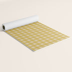 Gingham Check Pattern in Muted Mustard Yellow and Beige Yoga Mat Gallery Image 2