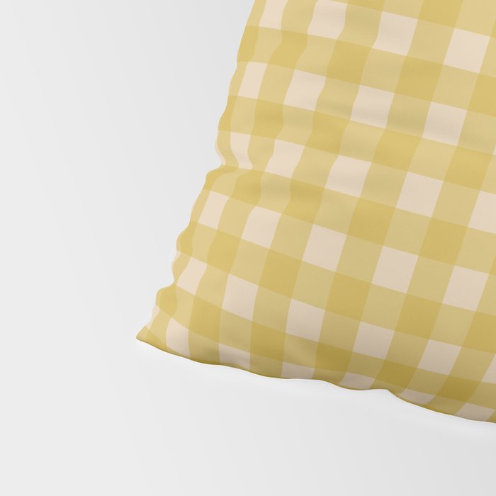 Gingham Check Pattern in Muted Mustard Yellow and Beige Pillow Sham Gallery Image 4