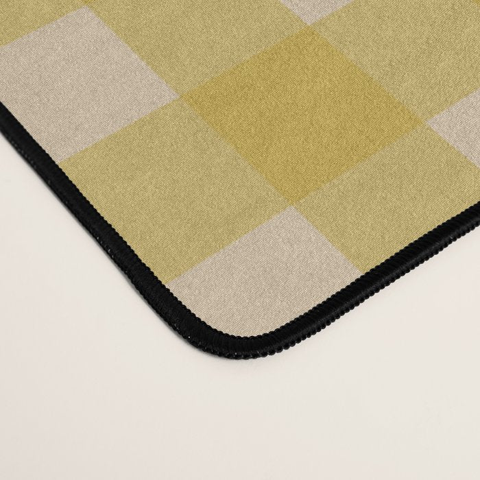Gingham Check Pattern in Muted Mustard Yellow and Beige Desk Mat Gallery Image 4