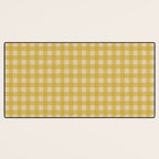 Gingham Check Pattern in Muted Mustard Yellow and Beige Desk Mat Gallery Image 3