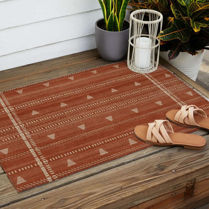Heddle in Rust Outdoor Rug Gallery Image 2