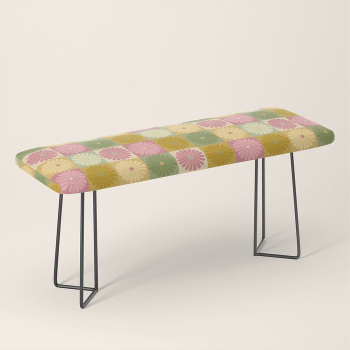 Retro Flowers Check Pattern XVII Bench Gallery Image 1