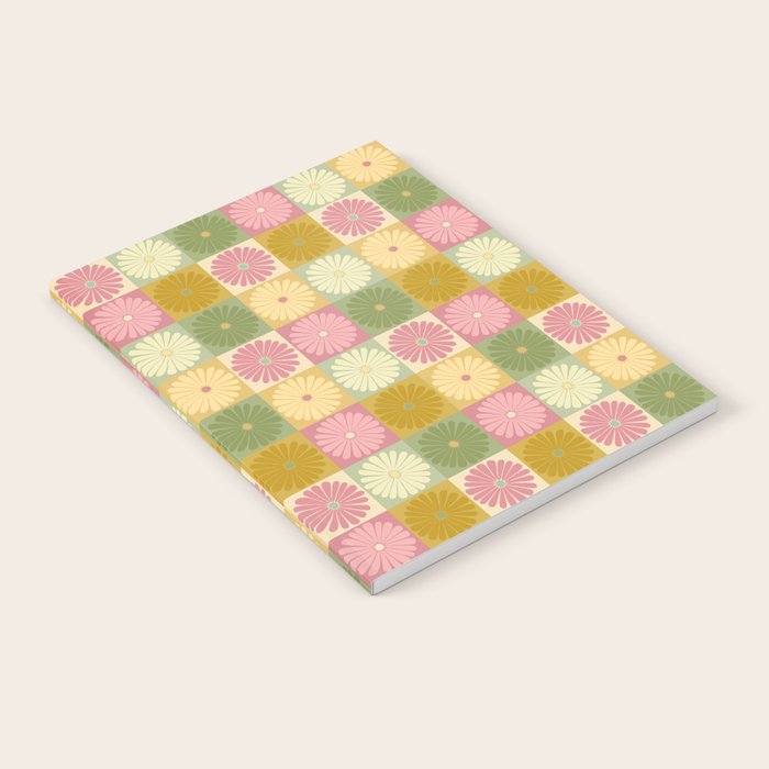 Retro Flowers Check Pattern XVII Notebook Gallery Image 2