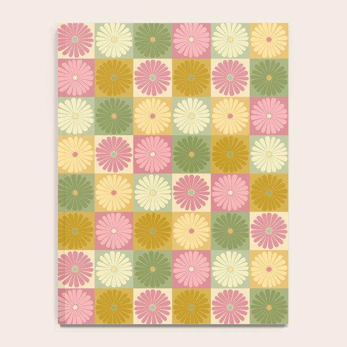 Retro Flowers Check Pattern XVII Notebook Gallery Image 4