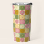 Retro Flowers Check Pattern XVII Travel Mug Gallery Image 2