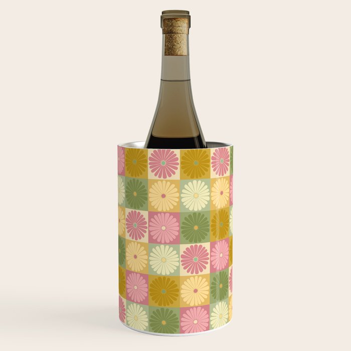 Retro Flowers Check Pattern XVII Wine Chiller Gallery Image 2