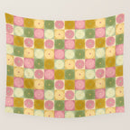 Retro Flowers Check Pattern XVII Wall Tapestry Gallery Image 4