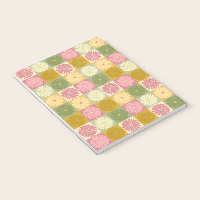 Retro Flowers Check Pattern XVII Notebook Gallery Image 3