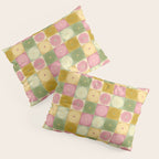 Retro Flowers Check Pattern XVII Pillow Sham Gallery Image 3