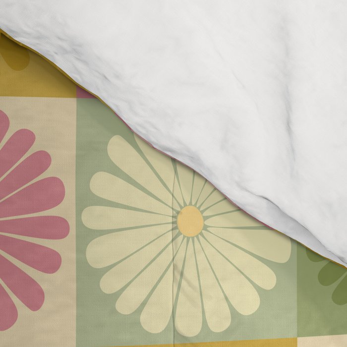 Retro Flowers Check Pattern XVII Comforter Gallery Image 4