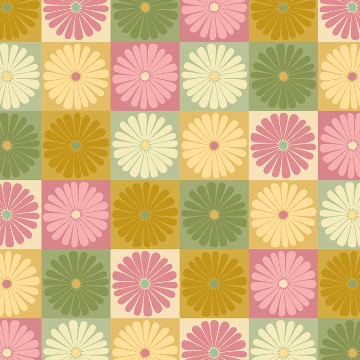 Retro Flowers Check Pattern XVII Coffee Mug Gallery Image 2