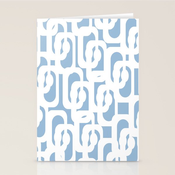 Mid Century Modern Baby Blue and White Abstract Loops Pattern Stationery Card Gallery Image 2
