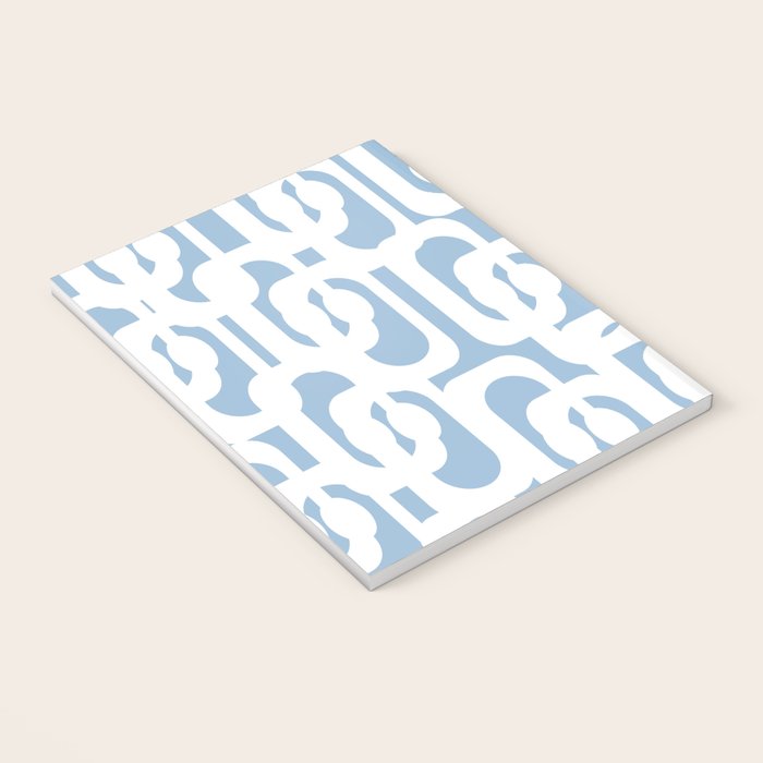 Mid Century Modern Baby Blue and White Abstract Loops Pattern Notebook Gallery Image 3
