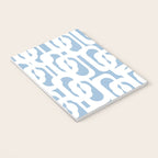 Mid Century Modern Baby Blue and White Abstract Loops Pattern Notebook Gallery Image 3