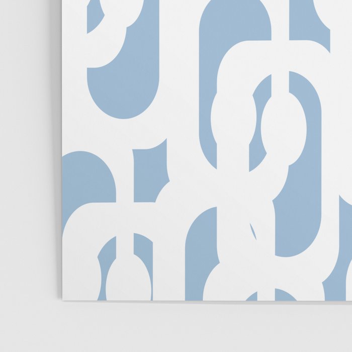 Mid Century Modern Baby Blue and White Abstract Loops Pattern Poster Gallery Image 3