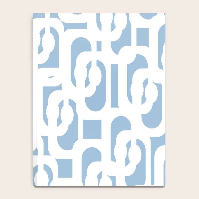 Mid Century Modern Baby Blue and White Abstract Loops Pattern Notebook Gallery Image 4