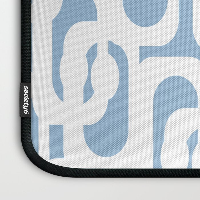 Mid Century Modern Baby Blue and White Abstract Loops Pattern Laptop Sleeve Gallery Image 3