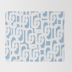 Mid Century Modern Baby Blue and White Abstract Loops Pattern Throw Blanket Gallery Image 2