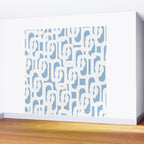 Mid Century Modern Baby Blue and White Abstract Loops Pattern Wall Mural Gallery Image 2