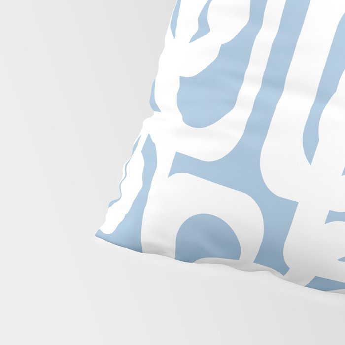 Mid Century Modern Baby Blue and White Abstract Loops Pattern Pillow Sham Gallery Image 4