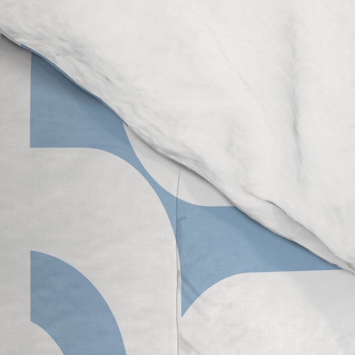 Mid Century Modern Baby Blue and White Abstract Loops Pattern Comforter Gallery Image 4