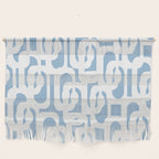 Mid Century Modern Baby Blue and White Abstract Loops Pattern Wall Hanging Gallery Image 1