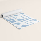 Mid Century Modern Baby Blue and White Abstract Loops Pattern Yoga Mat Gallery Image 2